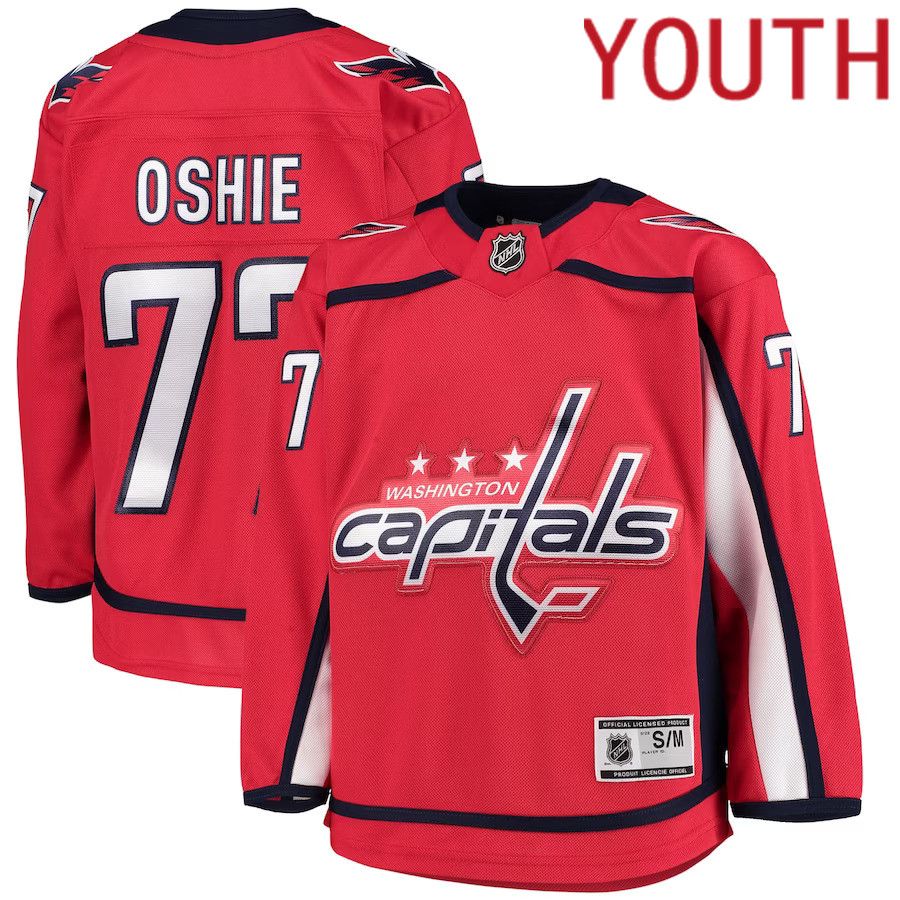Youth Washington Capitals #77 TJ Oshie Red Home Premier NHL Jersey->youth nhl jersey->Youth Jersey